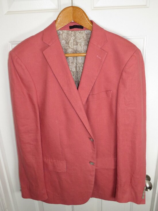 Lauren Ralph Lauren Men's 100% Linen Blazer Jacket Nantucket Red Pink Size 44L